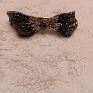 Elegant Black and Silver Bow Hair Clip-  For Thicker Hair